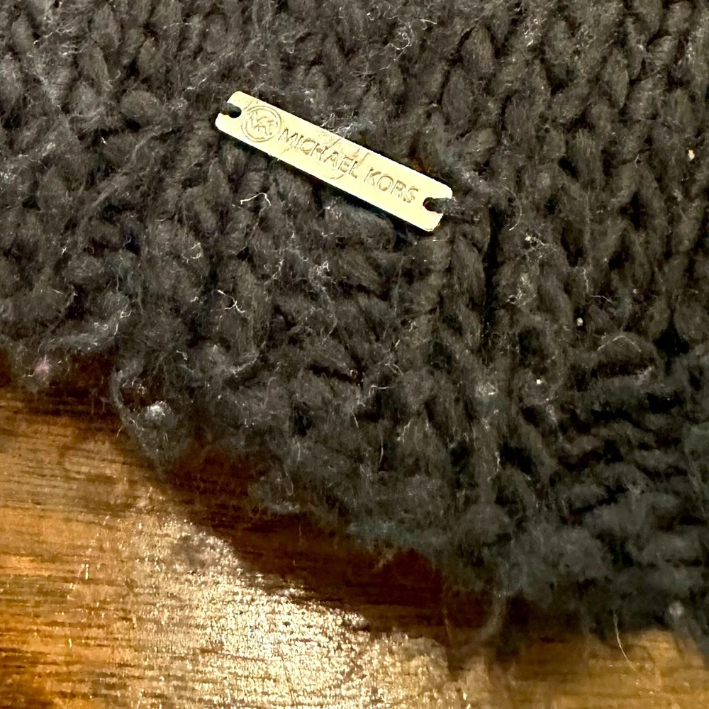 Michael Kors Black Wool Infinity Scarf